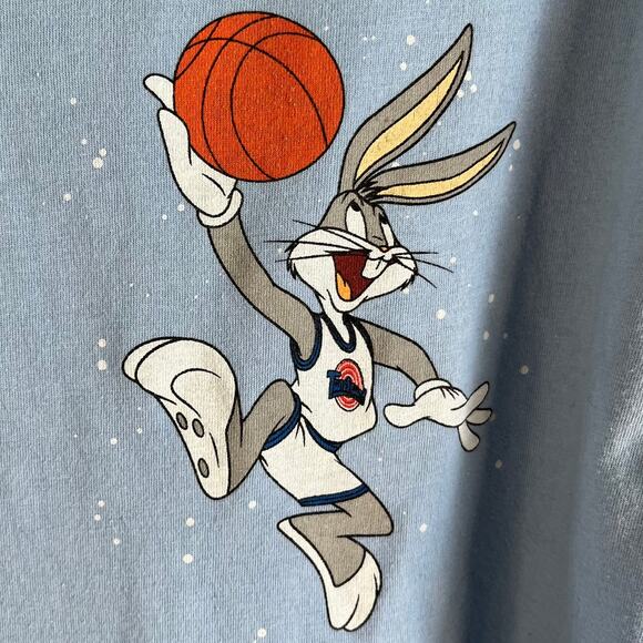 Space Jam XL Long Sleeve T-Shirt Tune Squad Light Blue Basketball Bugs Daffy Taz - Picture 2 of 9